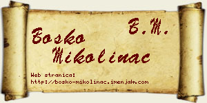 Boško Mikolinac vizit kartica
